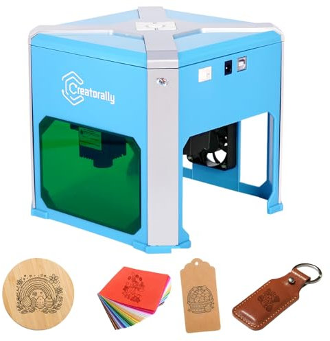 Creatorally K6 Mini Grabador Láser, Máquina Grabadora Laser Portátil, No Requiere Instalación, Escritorio 3W Fácil para Principiantes En El Hogar, con Lente Protectora, Caja De Escape