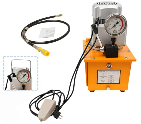 Pompa idraulica elettrica 220 V AC, pompa idraulica ad azione semplice con valvola manuale, con serbatoio da 7 litri (include 1 tubo dell'olio), per sollevare, pressare, piegare, raddrizzare, tagliare