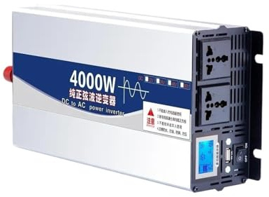 Transformateur Onduleur Sinusoïdal Pur 4000 W/2000 W 12V/24V/48V/60V/72V vers 220V/110V Convertisseur Tension pour Batterie Externe Et Solaire(12V,220V(60HZ),Europe)