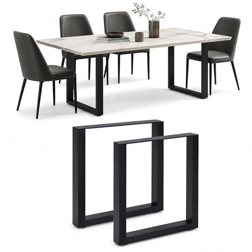 Mucola 2er Set Tischbeine Stahl 70x72 cm – Tischkufen Vierkantrohr, Tischuntergestell Industrie Look, Möbelbeine mit Bodenschoner, robust & langlebig