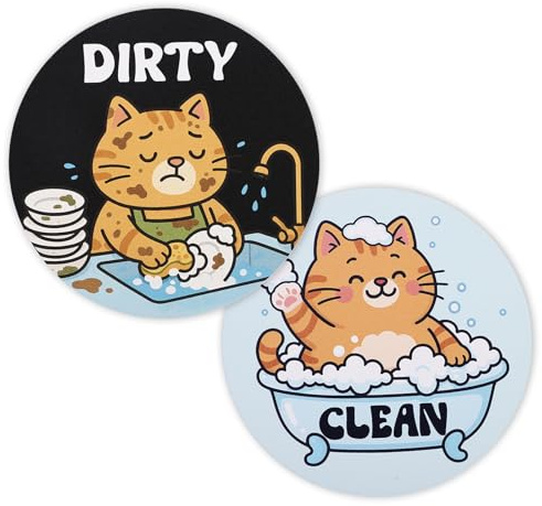 Spülmaschinenmagnet Clean Dirty, Doppelseitig Wendbar Lustiges Tiermotiv Geschirrspüler-Magnet für Zuhause Küche Waschküche (Orange Katze)