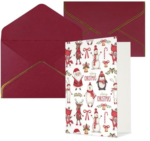 Grußkarten mit Weihnachtsmann-Druck, innen blanko, mit Umschlag, geeignet für Freunde und Familie