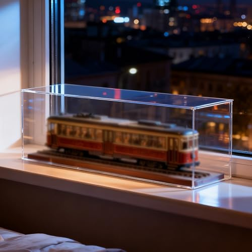 Acryl Vitrine Extra Lange Acryl-Vitrine für Modellautos und Eisenbahnen, Individuell Gestaltbare, Staubdichte Klarsichtboxen, Tischvitrine für Sammlerstücke/Actionfiguren(25x15xH20cm/10x6x8in)