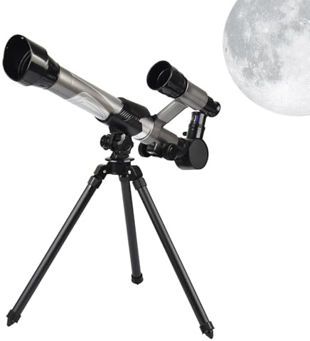 Astronomisches Teleskop für Kinder, 50 mm Objektiv-Refraktor-Setup, verstellbarer Stativständer, Anfänger-Himmel-Zielfernrohr, Einsteiger-Sternbeobachtungsausrüstung, für Kinder, die Mond Planeten