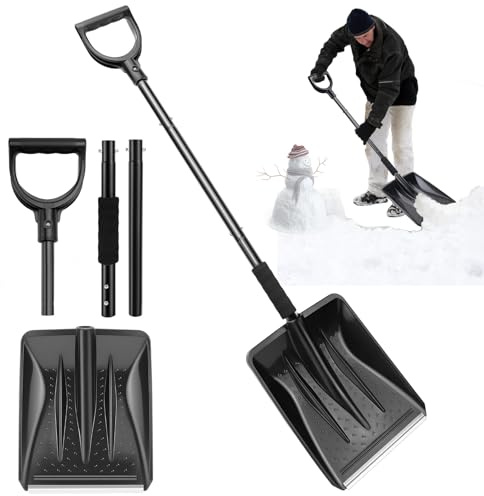 Pala da neve in plastica con manico in metallo, con 4 pezzi, design rimovibile, per auto, passerelle e terrazze