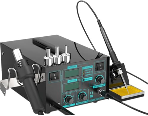 2-in-1 Anti-Static Desoldering Station, Heat Gun and Soldering Iron Kit, Knob Type Adjustable Temperature, Led Digital Display, for SMD Soldering, Desoldering & Electronics Repair