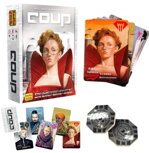 WFKKMEQ Coup Reform Card Game, Game from The World of The Resistance 2-6 Players 15 Min Card Games Family Games, Party Game for 14+ Kids and Adults