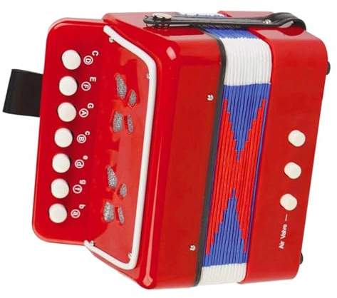 Mini-Akkordeon-Musikinstrument – 18 x 17 x 10 cm, tragbares Musikinstrument, 7-Tasten-Instrument | pädagogisches Musikgerät verbessert die Kreativitätsfähigkeiten, lustiges interaktives Geschenk P