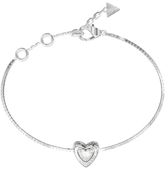 GUESS Armband Beloved 10mm Crystal Heart Bracelet Rhodium silberfarben