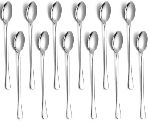 Berglander Latte Spoons 12 Pieces 19.8cm, Stainless Steel Coffee Spoon, Ice Cream Spoons, Long Handle Iced Tea Spoons for Mothers Milks Tea Mixing Cocktail Stirring Coffee Milkshake Cold Drink