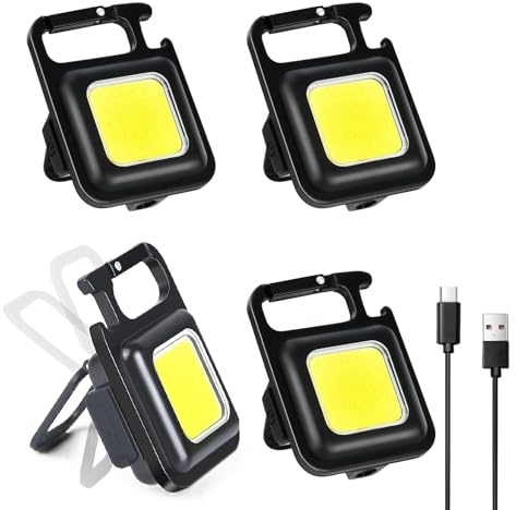 Zuquik 4 Stück Mini Arbeitsleuchte, 800 Lumen COB LED Werkstattlampe | mit Magnet & Halterung, 300mAh Typ-C Akku Taschenlampe für Autoreparatur, Notfall (4 Stück)