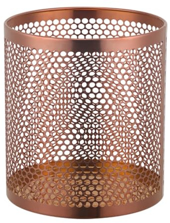 TEAHAHA 3 Gallon Stainless Steel Mesh Wastebasket, Round Open Hollow Mesh Trash Can, Metal Wire Garbage Bin for Home Office Bedroom Bathroom, Easy to Clean, Rose Gold