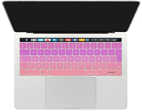 Batianda francés AZERTY Cubierta del Teclado/Keyboard Cover para Nuevo MacBook Pro 13 15 Touch Bar 2016 2017 (A1706/A1707),Rosa Gradual