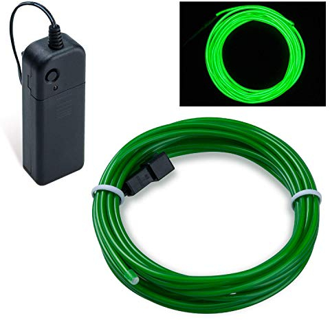 COVVY Wasserdicht Flexibel 3M 9 FT Neon Beleuchtung Lichtschlauch Leuchtschnur EL Kabel Wire mit 3 Modis für Disco Party Kinder Halloween Kostüm Kleidung Weihnachtsfeiern (Smaragdgrün, 5M)