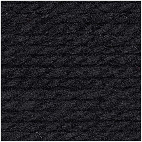 Rico Creative Soft Wool Aran Fb. 018 - schwarz, 100g weiche, Pflegeleichte Wolle schwarz zum Stricken und Häkeln
