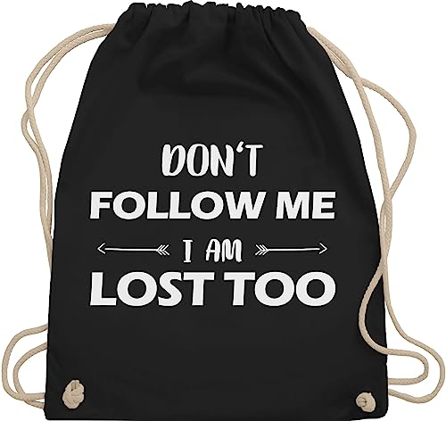 Turnbeutel Rucksack - Festival Zubehör - Don't follow me I am lost too - Pfeile - Unisize - Schwarz - lustige damen festivalbeutel konzert i'm beutel festival-bag festivals dont stoffrucksack