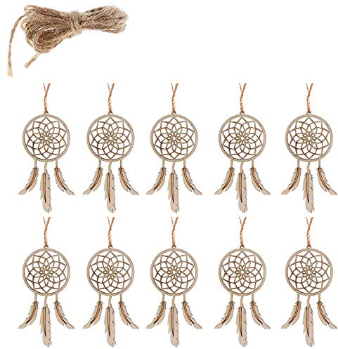 integrity.1 10 Stück Fliegengitter für Fenster Dream Catcher Anhänger Feder Form,Decor Handgefertigte Traumfänger,Verzierungen Holzform Basteln für Haus, Auto, Kleidung, Gewebezubehördekoration