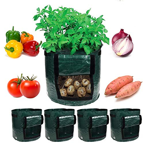 Garden4Ever Kartoffel-Pflanzbeutel, 4er-Pack, 2,7 l, mit Klappe und Griffen