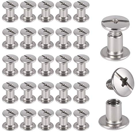 50 Sets Chicago Schrauben, KWOKWEI Buchschrauben Edelstahl 5mm Schraubnieten Gürtel, Binding Schrauben Beiträge Nagel Rivet für Album Buch DIY Lederdekoration Handtaschen 5 mm x 6 mm