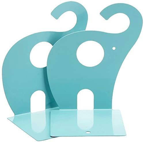 NC Serre-Livres pour Enfants Elephant Creative Livres de Fer pour Enfants Papeterie Tables Simples Enfants Serre-Livres pour Animaux 1 Paire 19x12cm (Bleu Clair)