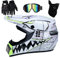 UIGJIOG Casque Moto Enfant, Casque de Cross pour Enfant, avec Goggle/Gants/Masque, D. O. T Standard, pour BMX MTB Quad Enduro ATV Scooter, S(52~53cm)