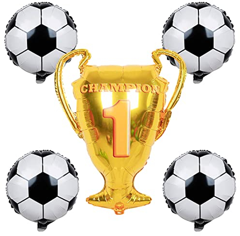 18'' Football Balloons and 32'' Large Trophy Balloons Set, Soccer Foil Balloons Champion Trophy Balloon Football Party Decorations Football Match for Kids Boys Fans Birthday balloons Supplies