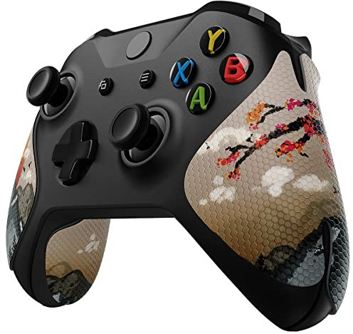 eXtremeRate Anti-Rutsch Grips Griffpolster für Xbox One/S/X, Strukturierte Gummipads Soft Rubber Griffe Aufkleber Skin für Xbox One Standard/S/X Controller-Pflaumenblüte