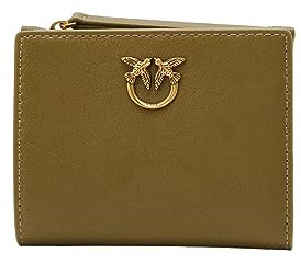 Pinko Wallet Mini Vitello Morbido, Accessori da Viaggio-Portafogli Donna, V62Q_Verde Abete-Antique Gold, U