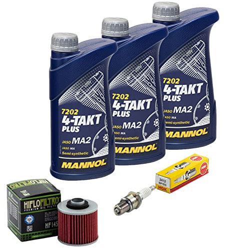Wartungspaket Öl 3L + Ölfilter + Zündkerze für Yamaha XT 500 XT500 1U6 Baujahr 1976-1989