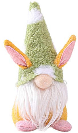 NCQiFei Ostern Deko Wichtel Handgemachte, Plüsch Osterhasen Zwerg, Frühlingdeko Handgemachte Osterpuppe Geschenke Osternschmuck, Hase Deko Tischdekoration, Decorations Innen Draußen (3-grün)