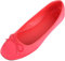 ABSOLUTE FOOTWEAR Womens Easy Slip On Satin Look Bow Ballerina Pumps Shoes - Red - UK 3