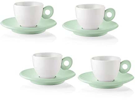 Set de 4 tasses à café avec soucoupe Everyday Guzzini 081701243 Porcelaine Blanc Vert Mauve lave-vaisselle
