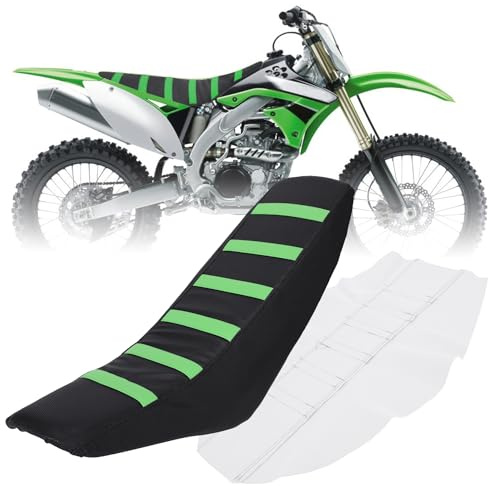 JFG RACING Motorcycle Seat Cover, Universal Rubber Gripper Soft Skin Covers For Dirt Pit Bike Off-Road - Green