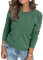 Arach&Cloz Pullover Damen Frühling Herbst Winter Strickpullover Elegant Rundhals Pulli Langarm Tops Sweatshirt (Gray Green,L)