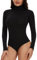 Joyshaper Damen Body Langarm Elegant Bodysuit Stehkragen Oberteil Bluse Langarmbody Langarmshirt Overalls Hemd Long Sleeve Tops Schwarz,L