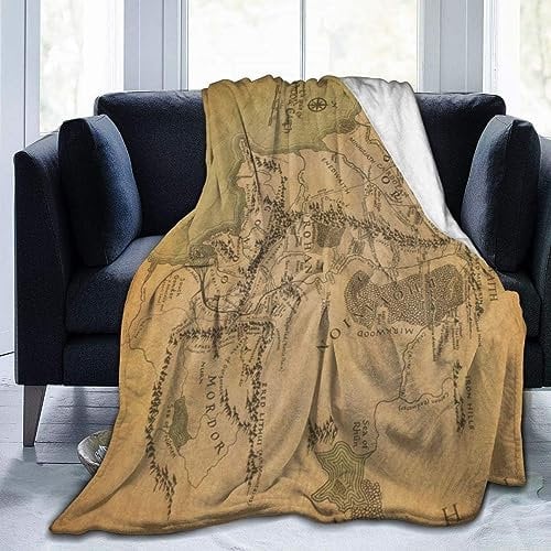 FASHIONDIY Mittelerd-Karten-Decke, übergroß, warm, für Erwachsene, superweiche Decke mit weichem Anti-Pilling-Flanell, für Erwachsene und Kinder, 3D-Druck (130 x 150 cm)