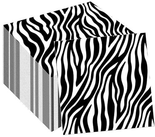40Pcs Zebra Print Party Supplies Zebra Print Theme Party Paper Napkins Disposable Party Napkins Set Zebra Print Paper Luncheon Napkins Safari Zebra Print Theme Party Supplies