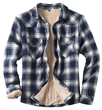 Holzfäller Thermohemd Herren Gefüttert Mit Kapuze Karierte Teddy-Fleece Flanellhemd Langarm Zipper Karierthemd Kapuzenhemd Hemdjacke Holzfällerhemd Thermo Arbeitshemd Sport Jacken Kapuzenpullover