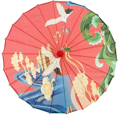 Chinese Paper Umbrella, Japanese Umbrella 32 Inch Oiled Paper Umbrella Classical Chinese Umbrellas for Dance Umbrella Parasol with Bamboo Bone for Costumes Style2