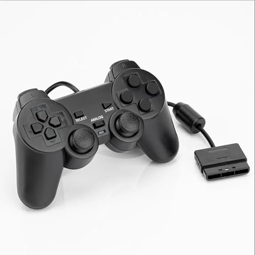 Hovlian 2 Pack PS2 Wired Controller,Double Shock Gamepad Compatible with PS2 Controller (Black)