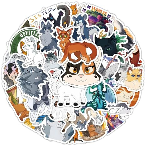 100 Stück Katze Krieger Aufkleber, Anime Cartoon Stickers, Vinyl Wasserdicht Cat Warriors Aufkleber Pack für Laptop Wasserflasche Gepäck Fahrrad Skateboard
