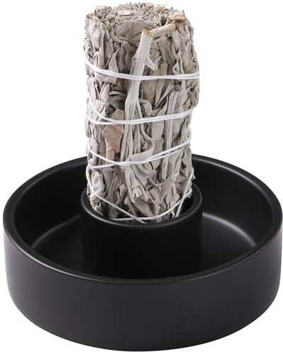 BEYLAB Salbei räuchern Halter weisser weißer Salbei zum Keramik Räucherstäbchen Halterung, Palo Santo Halter, räucherschale, Kerzen, Smudge, weihrauchbrenner minimalistische deko (Schwarz)