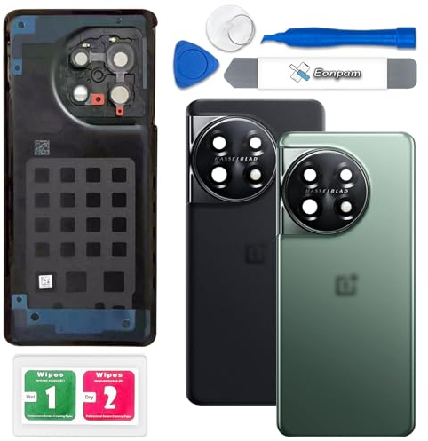 Eonpam Akkudeckel für Oneplus 11 Rückseite Glas Original Backcover Back Glas Ersatz Reparatur Set mit Kameraobjektiv (Grün)