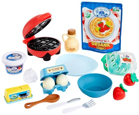 little tikes Creative Chefs Waffle Kit - With Special Make-It Mix Play Sand, 18 Accessories, Realistic Pretend Play Waffle Maker, For Boys and Girls Ages 3+, NOT EDIBLE