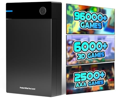 Kinhank Externe HDD-Festplatte mit mehr als 96000 Retro-Spielen, kompatibel mit über 400 Emulatoren, 12 TB Retro-Gaming-Festplatte, tragbare Spiel-Festplatte für Win 7/8/10/11