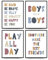 PLKMK Jungenzimmer-Dekor, 4er-Set – Little Boy Room Decor, Be Kind, inspirierende Wandkunstdrucke, positive positive positive Dekoration, Baby-Jungenzimmer-Dekorationen für Kinderzimmer,