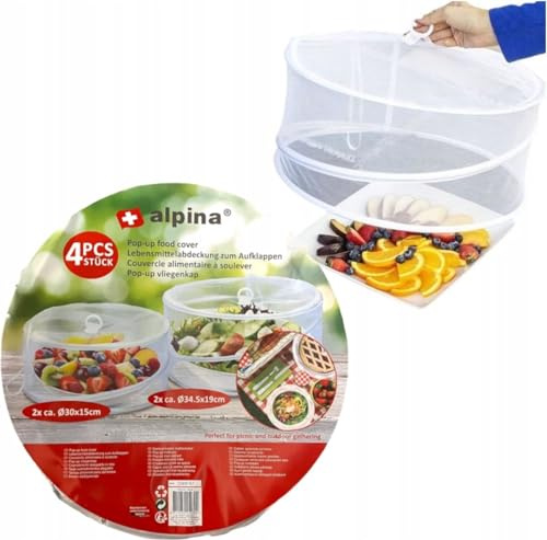 Fly cover for food foldable - Pop Up Food Cover - Against Fruit Flies - 4 Pieces - 2x 30x15 cm + 2x 34.5x19 cm - Perfect for picnics, in the garden or at home! - Alpina - Value Pack - Tip!