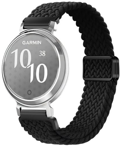 GIOPUEY Strap Compatible with Garmin Lily 2, Flexible Nylon Braided Strap Replacement - Unisex - Black