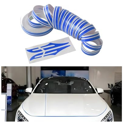 JNNJ Auto Haube Streifen Aufkleber, Körper Seite Rock Dach Motorhaube Stoßstange Streifen Aufkleber, DIY Seitenschweller Selbstklebend Aufkleber Streifen Dekoration Für Autos Geländewagen(Blau)