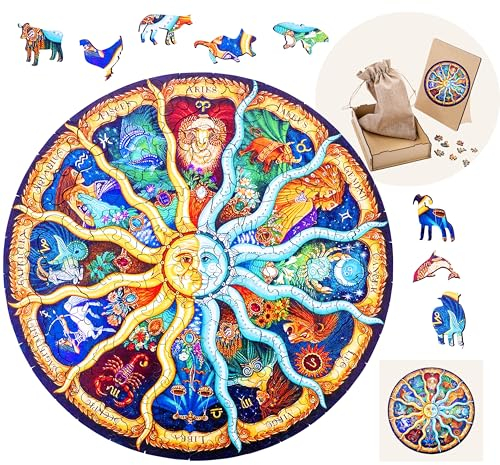 Engelhart - 602270 - Holzpuzzle Tiere: Mond A3 - Einzigartige 155-Teile-Holzform - Erwachsenenpuzzle - Holzkiste - Ab 12 Jahren - 29,7 x 42 cm
